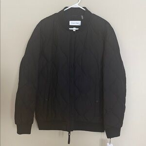 NWT Calvin Klein Men's Black Quilted Bomber Jacket M